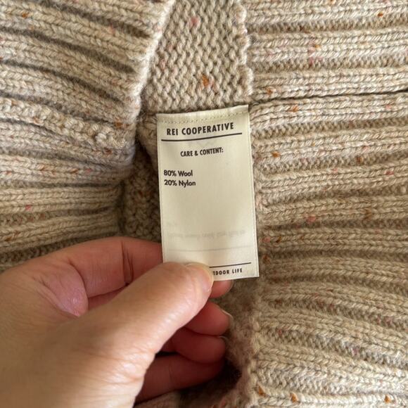 REI Co-op Wallace Lake Beige Wool Chunky Knit Mock Neck XS Pockets - Picture 6 of 6